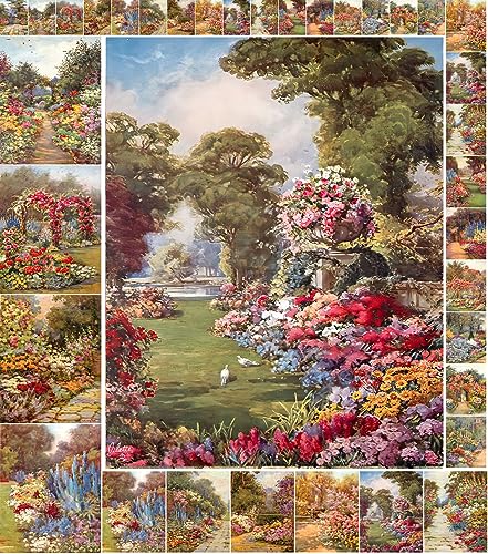 Decoupage Paper Pack (21 Sheets 6"x8") Beautiful Flowers Gardens Love FLONZ Vintage Styled St Valentive Birthday Cards Pictures for Decoupage, Craft and Scrapbooking - color: Seven