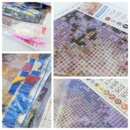LANDFAIR Diamond Painting Kits - 15x20 inch Round Full Drill Cities&Skylines Series Diamond Art Kits for Adults, Pack of 4 - color: Cities Pack of 4