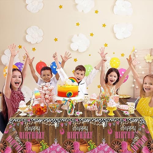 3 Pcs Western Cowgirl Birthday Party Tablecloth 108 x 54 Inch Cowgirl Theme Tablecover Plastic Cowboy Rodeo Table Cloth West Theme Party Decoration and Supplies for Girl Birthday Baby Shower Party - style: Western Cowgirl