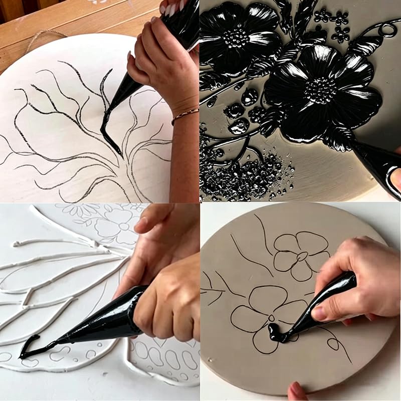 Black & Golden Acrylic Modeling Paste & 5pcs Piping Bags Bags & Squeegee with Teeth, Acrylic Medium for Texture Art, Texture Paste for Acrylic Painting, Canvas, Sculpture, Art Projects, 3D Effect - color: Black & Golden Modeling Paste + 5pcs Bags+ 2pcs To
