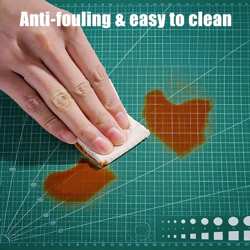 Cutting Mat Art Sewing Mat 17.7"L x 11.8"W Gridded Rotary Cut Board Double-sided for Crafts Hobby Project Sewing Fabric (1, Green, A3:17.7"L x 11.8"W) - size: 17.7"L x 11.8"W