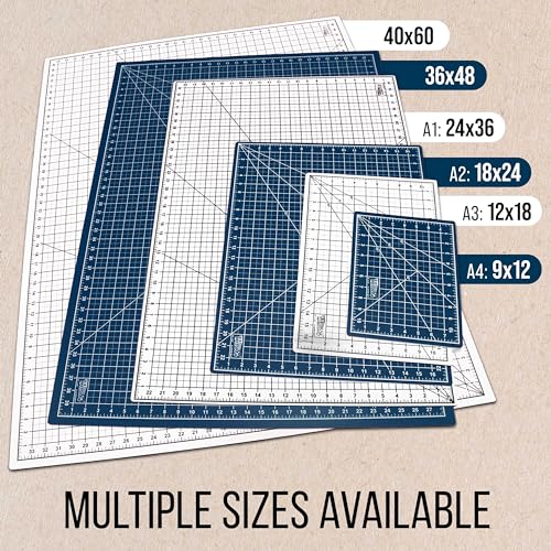 U.S. Art Supply 12"x18" Self-Healing Cutting Mat 5-Ply White/Blue | Double-Sided White/Blue Craft Mat, Non-Slip Cutting Mats for Crafts, Sewing, Quilting, Scrapbooking - color: White/Blue