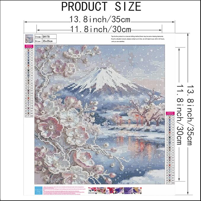 Snow Mountain Flower 5D Diamond Art Painting Kits for Adults 14 x 14 inch | DIY Full Drill, Arts and Crafts, Home Wall Deco,Beginner Easy Painting - color: SH178