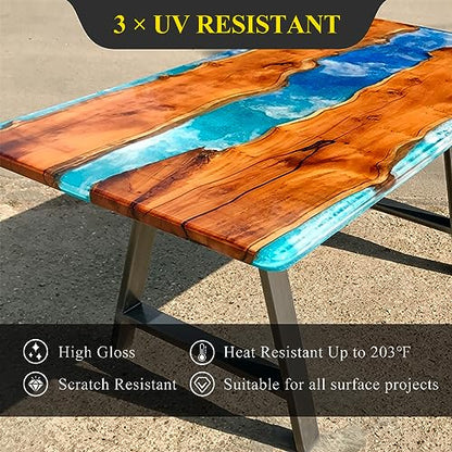 TAKIMO 68OZ 3X UV Resistant Crystal Clear Epoxy Resin Kit, 1:1 High Gloss | Non-Yellowing Formula, Bubble-Free, Self-Leveling, Art, Crafts, Jewelry, Casting, Coating and Tabletop Projects - size: 68 OZ