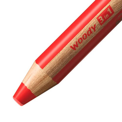 STABILO Multi-Talented Pencil woody 3 in 1 ARTY - Pack of 10 - Assorted Colors with Sharpener