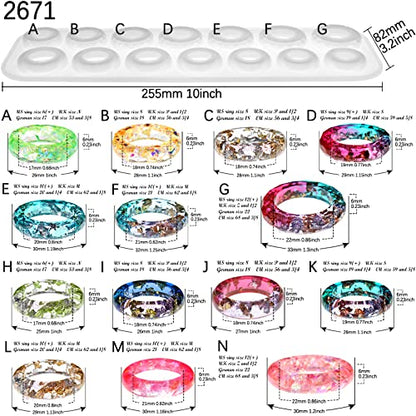FUNSHOWCASE Bracelet and Ring Resin Jewelry Molds Larger Sizes Set 19 Kits