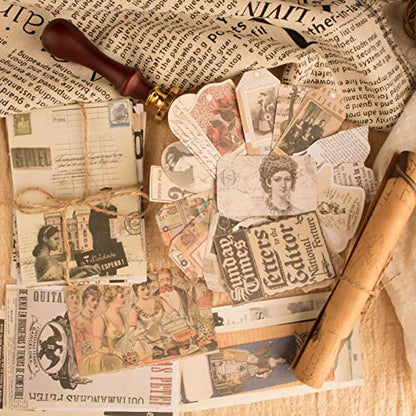 200Pcs Vintage Scrapbook Stickers, Aesthetic Junk Journal Stamping Supplies Kit, Scrapbooking Ephemera Washi Paper for Bullet Journaling Planners Diary Collage - style: Retro Memory