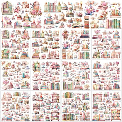 BBTO 12 Sheets Rub on Transfers for Crafts Wood Furniture DIY, 5.5" x 5.7" - style: Book