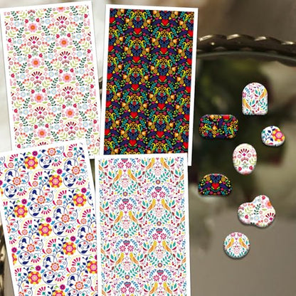 OLYCRAFT Mexican Traditional Pattern Clay Transfer Paper - 24 Pcs for Polymer Clay Jewelry Making - style: Mexican Pattern