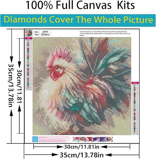 Acelii Colorful Rooster 5D Diamond Painting Kits for Adults Beginners - color: JK793-1