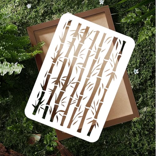 Single Bamboo Branch DIY Painting Stencils for Wall Home Decor | 11.69" x 8.27", Thin Bamboo Twig Stencil Set, Reusable Paint Templates for Wood Burning Canvas Journal Craft - style: Bamboo
