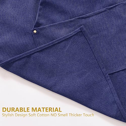 Aoomzoon Canvas Aprons for Men Chef Apron, Work Apron with Large Pockets - 16oz Heavy Duty Cross Back, BBQ, Cooking - color: Blue