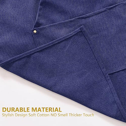 Aoomzoon Canvas Aprons for Men Chef Apron, Work Apron with Large Pockets - 16oz Heavy Duty Cross Back, BBQ, Cooking - color: Blue