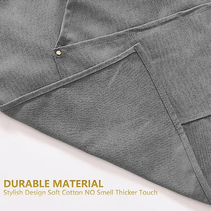Aoomzoon Canvas Aprons for Men Chef Apron, Work Apron with Large Pockets - 16oz Heavy Duty Cross Back, BBQ, Cooking - color: Gray