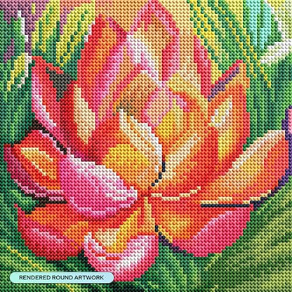 DIAMOND ART CLUB Fire Opal Succulent Diamond Art Kits for Adults | Premium Diamond Painting Kit, Fun DIY Crafts for Adults, Round Diamond Art Canvas, 9" x 9" (22.8 x 22.8 cm) - color: Fire Opal Succulent