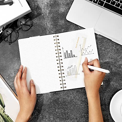 Yoment Dot Grid Spiral Notebook A5 Spiral Bullet Dotted Journal 160 Pages | Thick Dot Paper Notebooks Plastic Hardcover Spiral Notebook 5x7 Wire Bound Notebooks for Work School Office Supplies, Black - color: Black, style: B - Dotted - A5