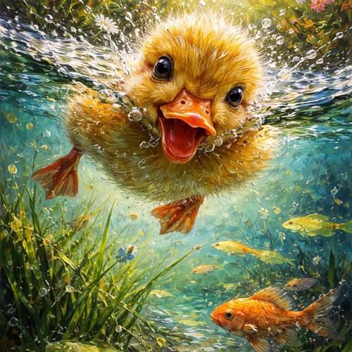 Acudotr Duck Diamond Art Kits for Adults, DIY Home Decor, 12x12 Inch | 5D DIY Diamond Painting kits, Full Round Drill Design, Easy for Beginners, Complete Tools Set, Prefect Handmade Gift