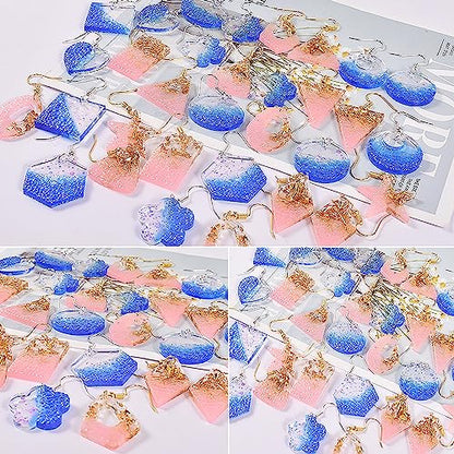 Attuslla 2 PCS Resin Earring Molds Pendant Resin Molds Silicone Jewelry Silicone Resin Molds Making Kits with Ear Hooks, Jump Rings for DIY Earrings, Necklace, Pendant Craft Supplies - color: Style 3