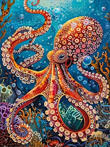 Octopus Diamond Art Kits for Adults, Animals 5D Diamond Painting Kits | DIY Gem Painting, Crafts for Adults, Dimond Art Paintings Kit, Full Drill Diamond Dot for Home Wall Decor 12 X 16 Inch - color: CM034