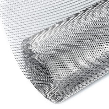 AggAuto Universal 170"x40" Car Grill Mesh 6x12mm Rhombic Hole Silver | Aluminum Alloy Automotive Grille Insert Bumper, One of the Most Multifunctional Shape Grids - size: 6x12mm Rhombus - Silver - 170x40in 1 roll