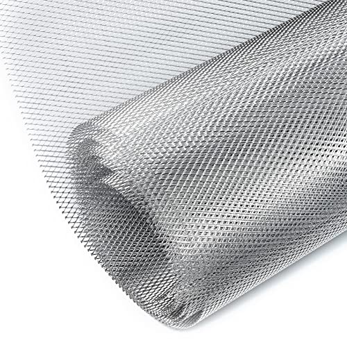 AggAuto Universal 170"x40" Car Grill Mesh 6x12mm Rhombic Hole Silver | Aluminum Alloy Automotive Grille Insert Bumper, One of the Most Multifunctional Shape Grids - size: 6x12mm Rhombus - Silver - 170x40in 1 roll