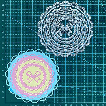 Cutting Dies Stencil Flower Round Square Rectangle Oval Ellipse Nested Stitched Frame Metal Mould for DIY Scrapbook Album Paper Card - style: Wavy edge dies set