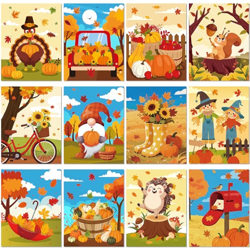 Sherr 12 Pcs Pre Drawn Canvas for Adults,Autumn Harvest,8 x 10 Inch - size: 8 x 10 Inch, style: Autumn Harvest