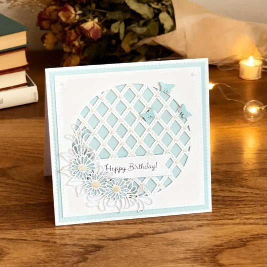 Lapoo Geometric Cutting Die for Scrapbooking - Durable, Metal Cutting Die for DIY Scrapbook Photo Album Decorative Paper Card, Card Making Supplies (Round Flower Border 5.1 x 3.5 in) - color: Round Flower Border 5.1 x 3.5 in