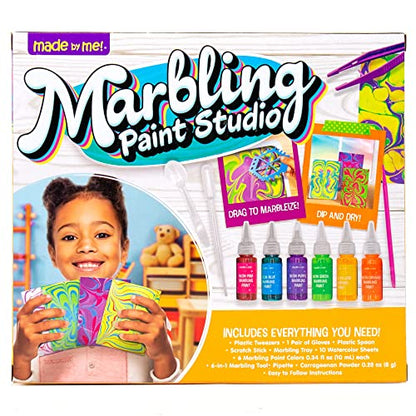 Made By Me Marbling Studio, 25-Piece Marbling Kit for Kids - Make 10 Pour Paint Art Projects - Dip & Paint Marbling Arts & Crafts for Ages 6-9 - Fun Gift - size: 5.3 inches x 6.8 inches