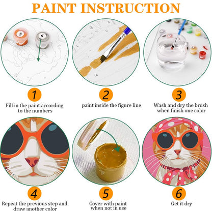 Axquilon 6 Packs Cat Paint by Numbers for Adults Beginners 8x12 Inch - color: PN260519-6P