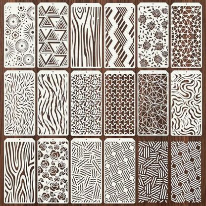 Geometric Texture Stencils for Crafts Reusable 16Pcs Stencils(8.6X4.1 inch) - color: Texture 21