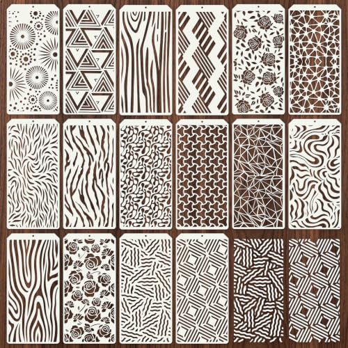 Geometric Texture Stencils for Crafts Reusable 16Pcs Stencils(8.6X4.1 inch) - color: Texture 21