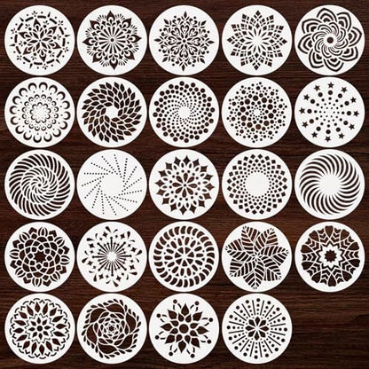 24 Pcs Mandala Stencils Reusable Stencils for Painting on Wood Mandala Dot Stencil DIY Craft Template for Painting on Rock Furniture Canvas Wall Home Decor Supplies, 5 Inch - style: Mandala Style, Round