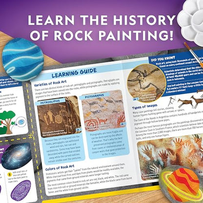 National Geographic Glow-in-the-Dark Rock Painting Craft Kit for Kids | 15 River Rocks, 15 Paint Colors, Glow Paints, Brushes and Art Supplies, Kids Craft Activity, Creative Birthday Gift - style: Glow in the Dark