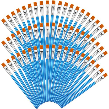 Crtiin 60 Bulk 1/2 Inch Flat Paint Brushes for Acrylic Painting Large(Blue) - color: Blue, size: 1/2 Inch