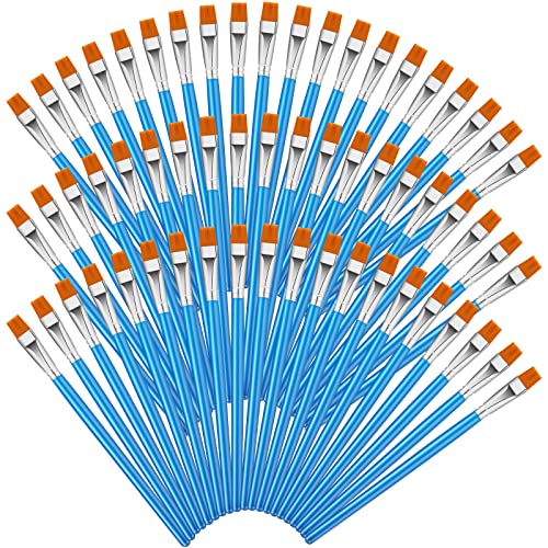 Crtiin 60 Bulk 1/2 Inch Flat Paint Brushes for Acrylic Painting Large(Blue) - color: Blue, size: 1/2 Inch