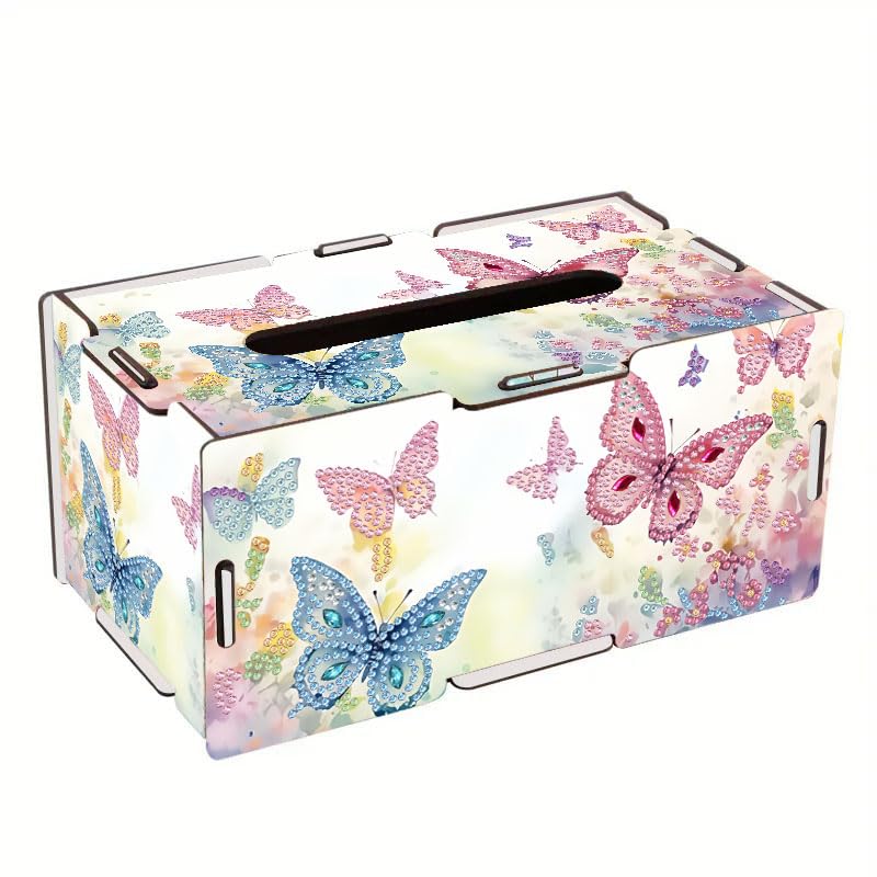 LSQFS DIY Diamond Art Tissue Box Kit,Diamond Painting Kit for Adults - color: Butterfly