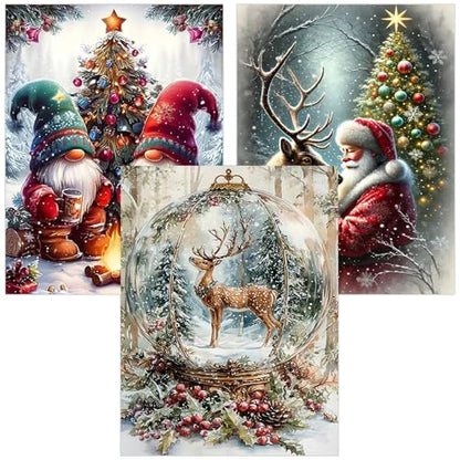 mrpwnle 3 Pack Diamond Art Kits for Adults Christmas Diamond Painting Kit - color: 3 Pack Christmas, size: 11.8x15.7in(30x40cm)