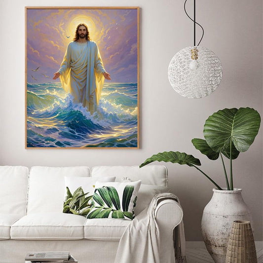 AECIY Paint by Numbers Kit for Adults Beginners Jesus Paint by Number for Adults God Bless You Acrylic Painting by Numbers Jesus Christ on Canvas DIY Painting by Number Home Wall Decor 20x16In - color: P0004