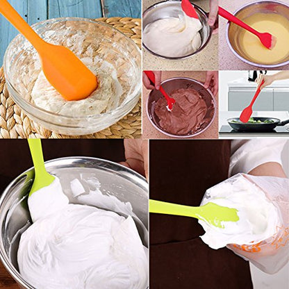 Silicone Spatulas Set, Rubber Spoon Spatula Heat Resistant Spoonula One Piece Design Seamless Spatula Non-Stick Scrapers Baking Mixing Tool (Orange Set) - color: Orange Set