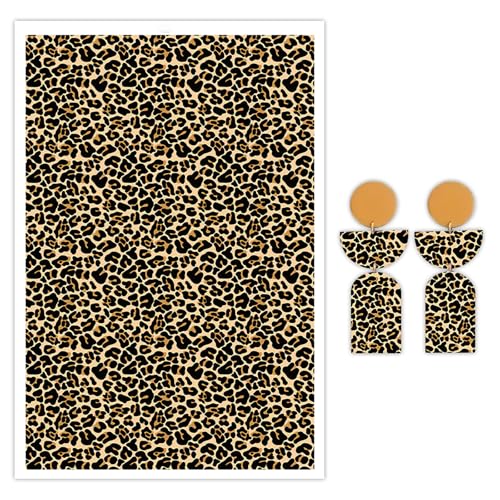 10 Pcs Transfer Paper for Polymer Clay, Leopard Pattern Water-Soluble Disposable Clay Transfer Sheets for Crafting Soft Ceramic Earrings, Jewelry & Polymer Clay Molds DIY Craft 5.8X3.9 inch - color: Leopard