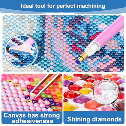ossomo Diamond Painting Kits for Adults,Sunset Pier Full Drill Diamond Art Kits Diamond Dots Paintings for Beginners,Round 5D DIY Arts and Crafts for Home Wall Decor 12x16 inch