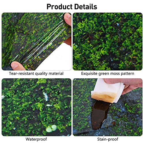 durony 2 Pieces Green Moss Pattern Plastic Tablecloth Green Leaves Tablecloth Waterproof Party Table Cover for Plants Nature Themed Party Table Decor, 108 x 54 Inch - style: Green Moss