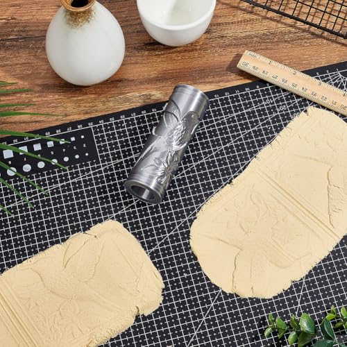 CRAFTYMELODY Hummingbird Pattern Clay Texture Roller Plastic Column Pottery Tools Rolling Pins Stamps Birds Texture Roller for Handmade Making Crafting Art DIY Projects Home Accessories