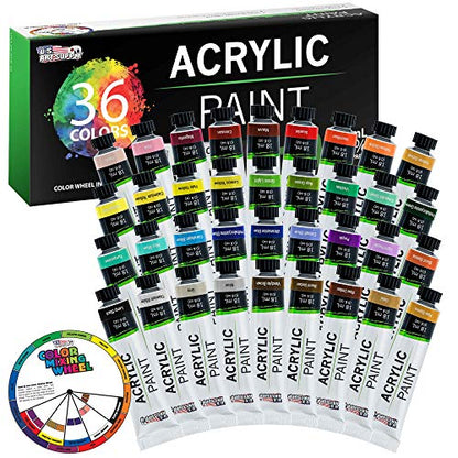 U.S. Art Supply 36 Color Professional Acrylic Paint Set in 12ml Tubes | Painting Supplies for Adults, Artists, Students, Beginners - Canvas Portrait Paintings