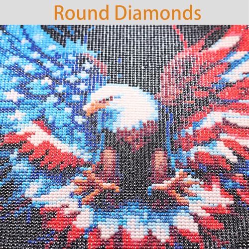 Diamond Art Painting Kits for Adults, Patriotic American Flag Bald Eagle Full Drill Diamond Dots Paintings for Beginners, Round 5D Paint with Diamonds Pictures Gem Art Painting Kits DIY Crafts - color: Patriotic Owl