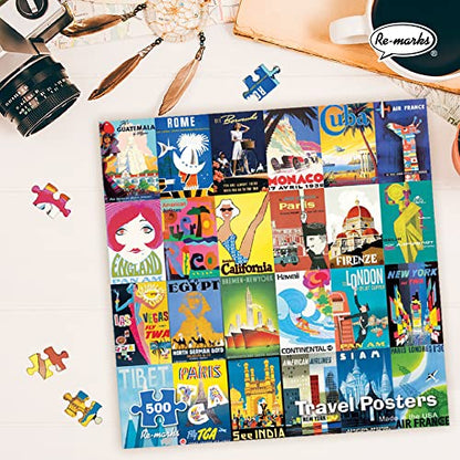 Re-marks Travel Posters, Poster Puzzle, 500-Piece Jigsaw Puzzle for All Ages - style: Travel Posters