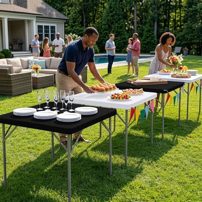 Card Table Covers Square Fitted Elastic Table Cloth-2 Pack Black 36x36 Inch | Spandex Stretch Windproof Washable Folding Card Tablecloths-Small Topper Outdoor Camping Dining Patio Kitchen Banquet Party - color: Black, size: 36'' x 36'' | 2 Pack