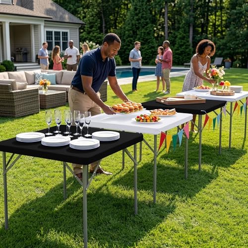Card Table Covers Square Fitted Elastic Table Cloth-2 Pack Black 42x42 Inch | Spandex Stretch Windproof Washable Folding Card Tablecloths-Small Dining Table Protector Patio Kitchen Banquet Party Bar Pub - color: Black, size: 42'' x 42'' | 2 Pack