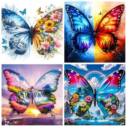 4 Pack 5D Butterfly Diamond Art kits for Adults Beginners 11.8x11.8 Inch - color: KM1181+KM1182+KM1183+KM1184-1